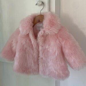 Janie and Jack Pink Faux Fur Coat